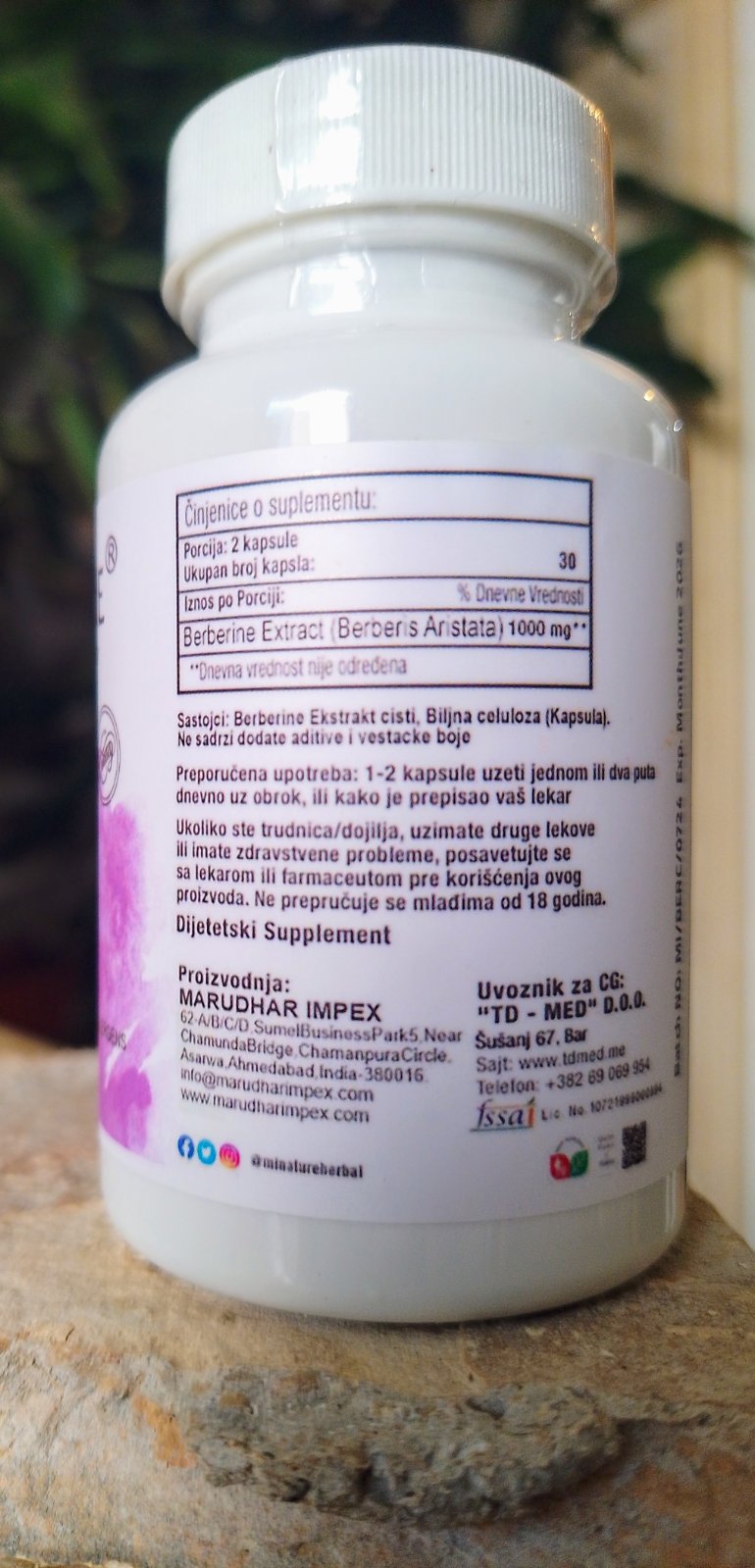 Berberine Extract 1000mg u servisnoj dozi od 2 kapsule- 60 kapsula; Preporuka kod Insulinske rezistencije,metabolizma glukoze ,problema policističnih jajnika,digestivnih problema...-Mi Nature Original