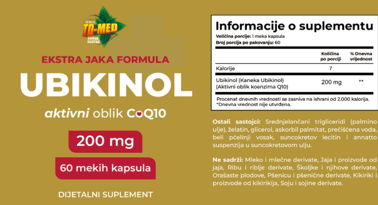 Ubiqunol-Kaneka 200mg- 60 soft gell,Welbody proizvodjač za naš brend; Podrška srcu i krvnim sudovima,energije i smanjenje umora, sportske performanse i oporavak,podrška protiv starenja, plodnosti oba pola,Reklamna Akciska cijena (ograničene količine)