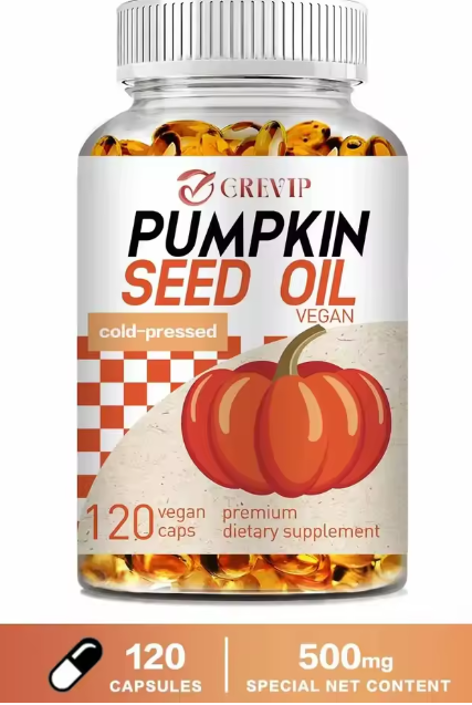 Pumkin seed Oil-500mg u dozi od 2 kaps. (semenke Bundeve uljane kapsule-120 );Podržava zdravlje prostate kod muškaraca, podržava urinarni trakt,čak i rast kose,krni pritisak i mnogo toga