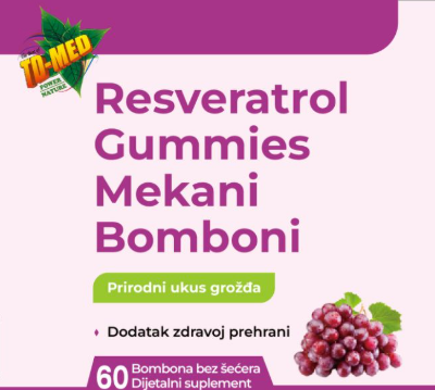 Resveratrol gummies 60 mekanih bombona;Podrška zdravlju srca,Antioxidantna zaštita,za imunitet,vitalnost,bolji metabolizam i dobru energiju.Prvi put kod nas-Reklamna akcija...ISKORISTE je !