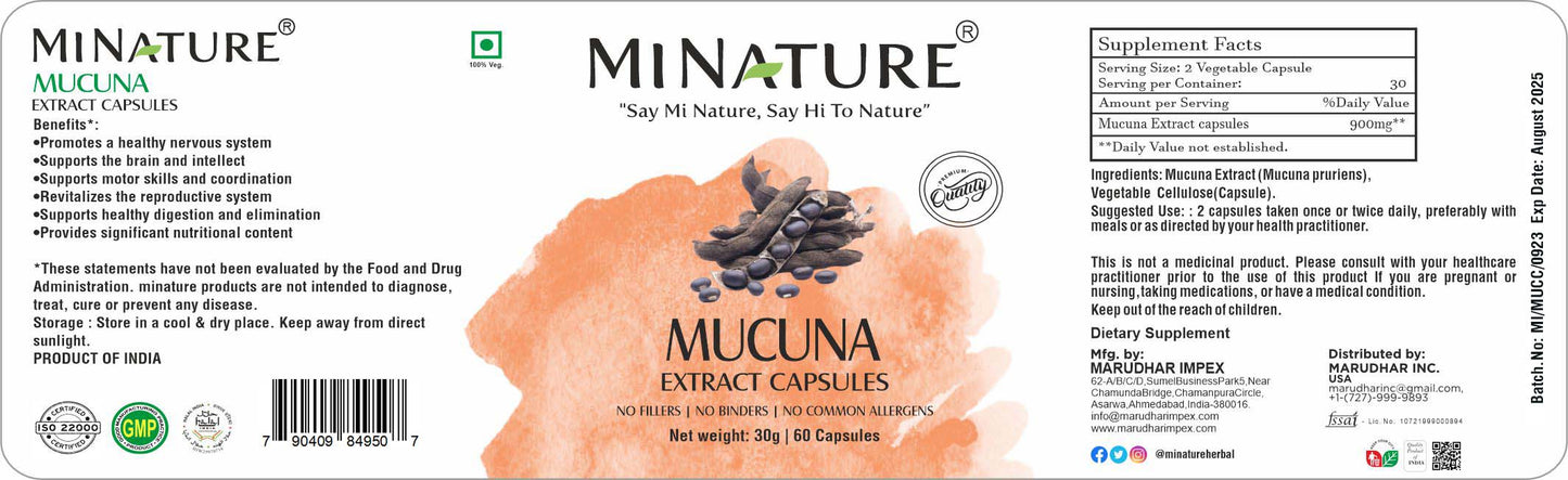 Mucuna-(Mukuna ) 450mg 60 kapsula; Mi Nature Indija