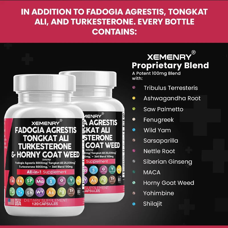 MEGA MALE- komplex 60 caps. sa Tongkat Ali,Fadogia,Turkesterone sa komplexom biljnih mocnih dodataka uljučujuću i čiveni Shilajit sa Blak Paperom za bolju apsorciju, Mi NATURE