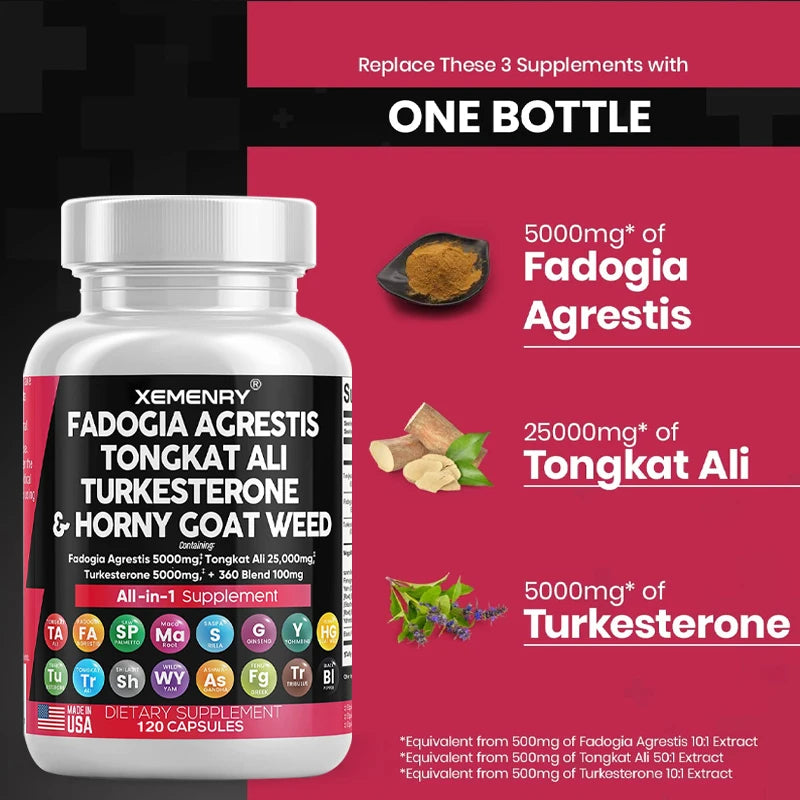 MEGA MALE- komplex 60 caps. sa Tongkat Ali,Fadogia,Turkesterone sa komplexom biljnih mocnih dodataka uljučujuću i čiveni Shilajit sa Blak Paperom za bolju apsorciju, Mi NATURE