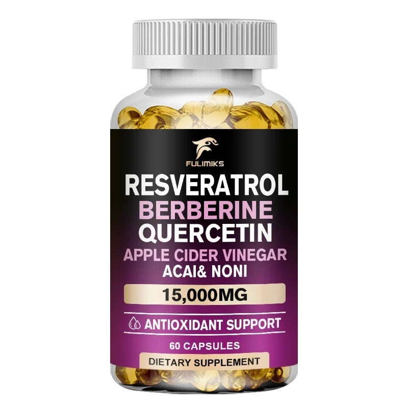 Resveratrol+ ( sa Berberinom,Quercentinom, Jabukovo sirće (ACV),i sa mješavinom antioksidanata i polifenola...);60 kapsula -za mesec dana korišćenja;Za vaš kardio-vaskularni sistem,Holesterol,dijabetis i imunitet