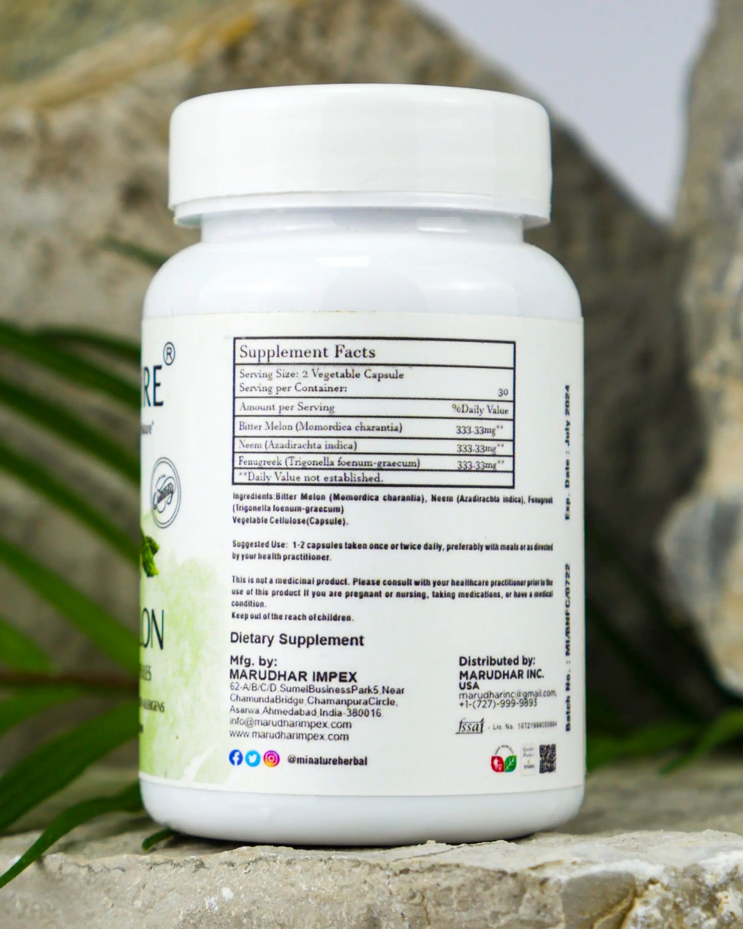 Bitter Melon(Gorka Dinja),+ Neem, Fenugreek(Piskavica) MIX u jednoj kapsule,60 kaps.Mi Nature Indija original,za metabolizam glukoze,bolje varenje i slično...