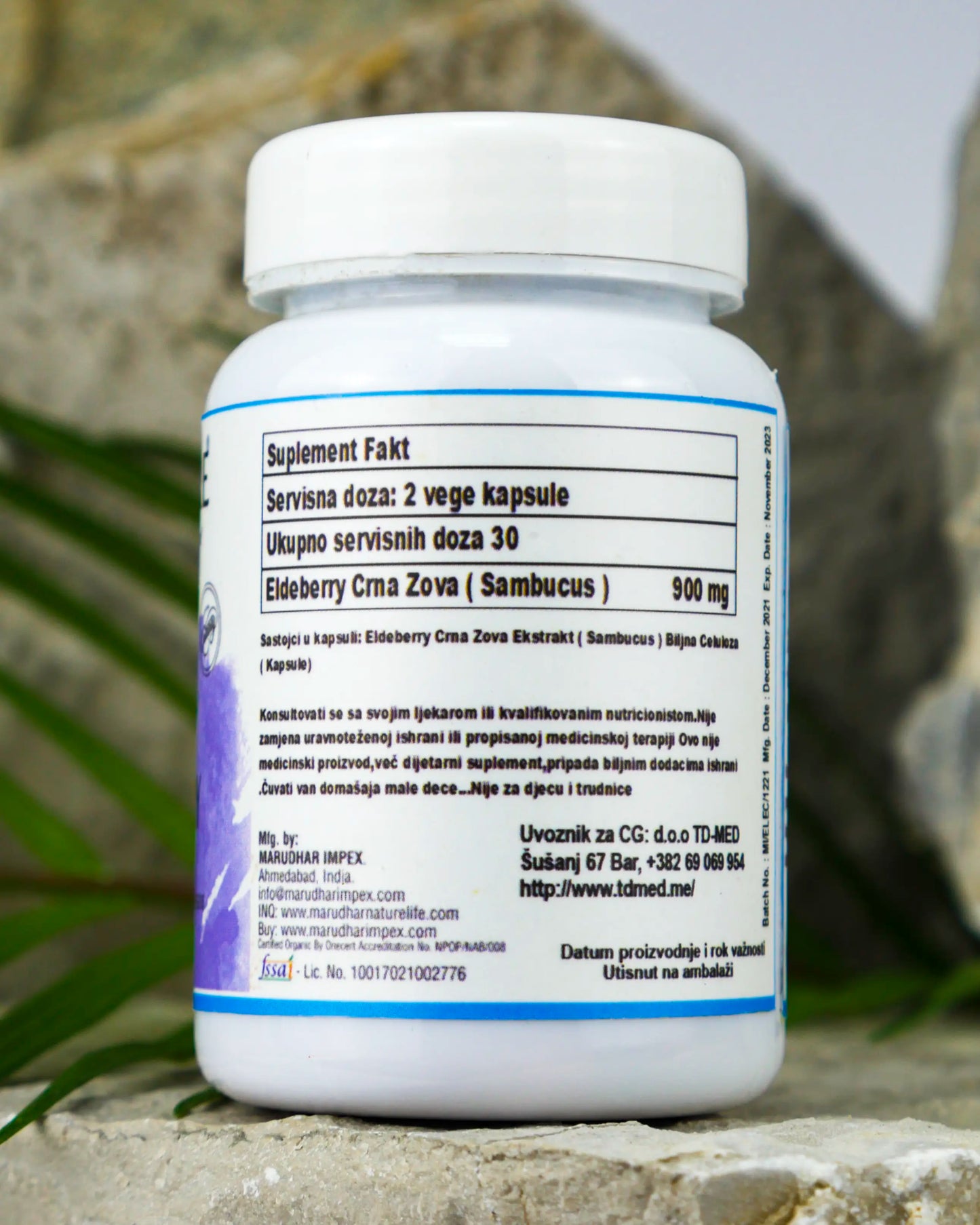Crna Zova Ekstrakt (Elderberry)-poznat i kao BAZGA 450mg ,60 kapsula,Mi Nature