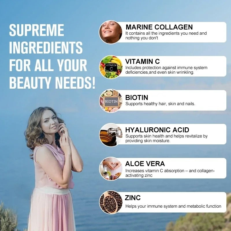 Morski Kolagen(Marine Collagen Hidrolizovani) 120 soft gell kapsula;Obogaćen sa Alojom,Vit.C,E Selenom,Vit,D,Hlauronskom kiselinom  bitnim dodatcima,za vašu kožu,nokte,kosu i podmaldjivanje;REKLAMNA AKCIJSKA CIJENA !!!!