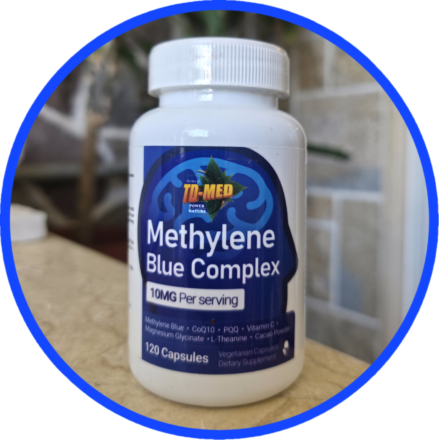Methylene Blue Complex(Metilen Plavo-Komplex)120 casp.sadrži Metilensko plavo,Vit.C, CoQ10, PQQ, L-teanin i Magnezijum Glycinat;Doprinos funkciji Nervnog sistema, Mentalnom fokusu,jasnoći i vitalnosti.Reklamna  cijena i novitet na tržištu!