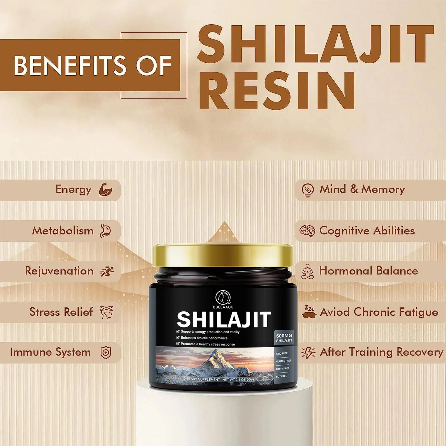 SHILAJIT gell-smola 60g za više od 100 dana,Rastvorljiv u vodi,kafi.mleku i napitcima,za poboljšanje izdržljivosti, promociju snažnog zdravlja i obnavljanje vašeg cjelokupnog zdravlja BEAU-Himalayas CN (Distributer za USA