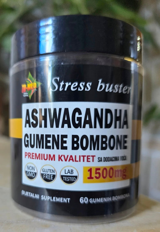 ASHWAGANDHA GUMMIES-60 Gumenih bombona sa dodatkom extrata iz voća i vit.D2; za manje stresa i više pozitivnog raspoloženja,energije...Naš Brend proizveden za naše tržište!