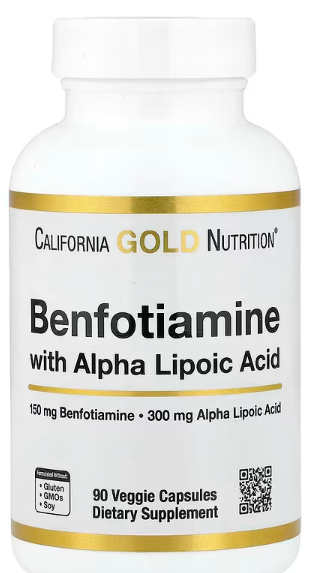 Benfotiamin 150 + alfa-lipoična kiselina 300 sa L-Laucine,90 caps;Carifornia Gold USA; metabolizam šećera,podrška energiji i nervnom sistemu