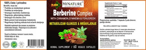 BERBERINE COMPLEX za mršavljenje i metabolizam glukoze 60 caps-Mi Nature;