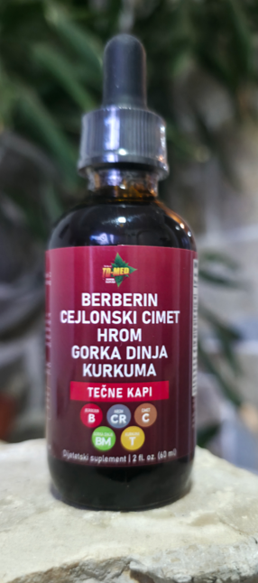 BERBERIN+ COMPLEX Tečne kapi 60ml- Formula:Berberina, Hroma, Cejlonskog cimeta, Gorke dinje i pažljivo odabranih biljnih ekstrakata za  podršku metabolizmu glukoze i ugljenih hidrata.Insulinske rezistencije i još toga,Prvi put kod nas-Reklamna cijena