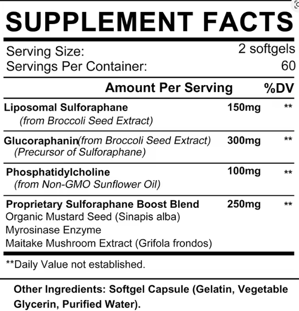Liposomal Sulforafan+Glukofarin 60 kaps.u kombinaciji Brokoli+seme Gorušice(Mustard)-Velika bio-raspoloživost i efikasnost Sulforaphana;AIRBOT-Engleska;Podrška detoxifikaciji jetre,regeneraciji ćelija i zaštiti DNK,imunitetu...,Reklamna Akciska cijena..