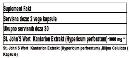 Kantarion - St. John's Wort 500mg/1000mg u 2 kaps.mg 60 kaps."Mi Nature"-naš brend;za pozitivno raspoloženje,manje stresa i mentalnom blagostanju ukoliko niste na anti-depresivima