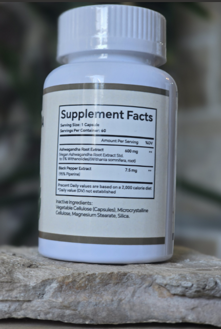 KSM-66 Ashwagandha "Mood&Stress" ,Full-Spectrum ekstrakt korijena 600 mg + 7,5 mg Bio-Perina(Crni Biber),Za manje stresa,uznemirenosti,nesanice,bolju energiju,fokus i uravnoteženje hormonskog disbalansa,Reklamna AKCIJA