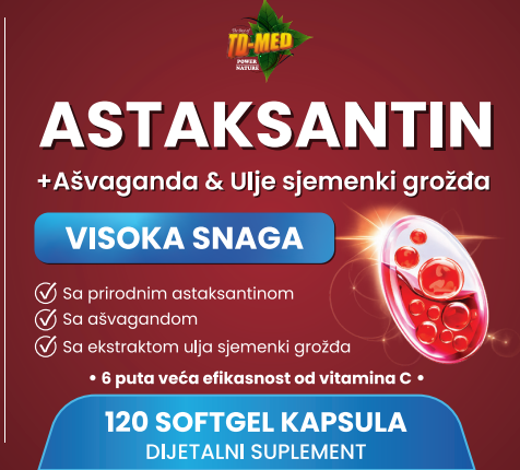 Astaksantin( Astaxanthin) +Ashwagandha i semenke Grožđa extract ulje-visoke snage,120 kaps.( od 24mgAstaxanthina + dodatci u 2 kapsule) ,za zdravlje kardiovaskularnog sistema,očiju,kože,zglobova i imunitet, Reklamna akcija