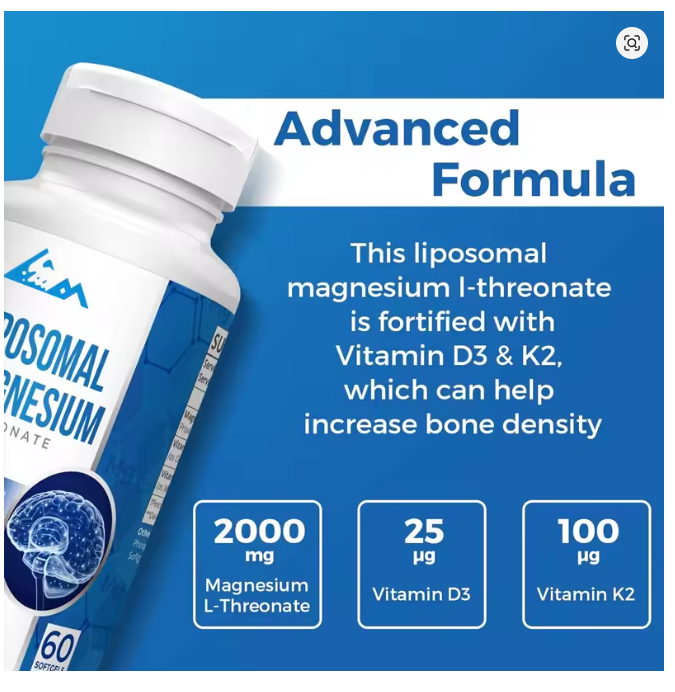 Magnesium L-Threonate LIPOSOMALI oblik- (Magtein),60 softgel kaps.;2000mg-2 kapsule;Made in China -distribucija  za EU,Za bolje pamćenje i učenje,bolje konigtivne funcije i ostalo...REKLANI POPUST !!!!!