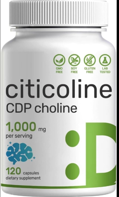 Citicoline 1000,g-60 caps;CDP-Holin;dodatak za podršku zdravlju mozga(Poboljšanje pamćenja i učenja;fokusa i koncentracije;Poboljšanje kod vaskularne DEMENCIJE.......