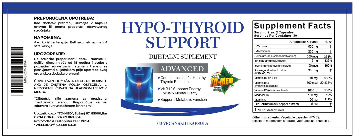 Hypo-Thyroid Podrška za probleme Hipoterioze štitne;Complex 60 kaps.;Naš Brend u saradnji sa Wellboody-USA i preporuci Veštače Intelegencije;Novitet sa Reklamnom Akciskom cenom!