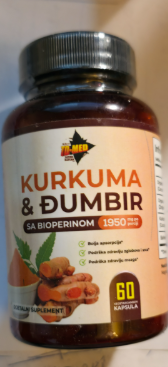 KURKUMA & Đumbir Extact(Organik)60 kaps.-1950mg;za bolju apsorcoiju i bio-raspoloživost; Za Kosti-bol ,Artritis,Digestivni trakt,Antioxidant ,za Žučnu sekreciju i bolji rad Jetre.Naš BREND-BREMD-REKLAMNA Akcija !