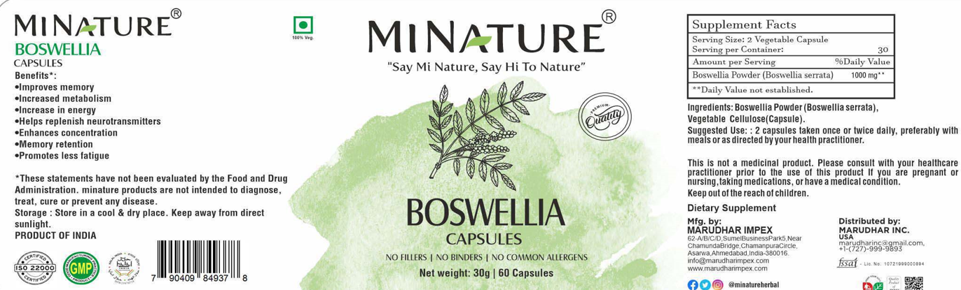 Boswellia (Indiski Tamjan)- 1000mg u 2 kaps./60 kaps.-"Mi Nature Origina"-Indijal;Prirodna podrška zglobovima, pokretljivosti i opštem blagostanju organizma