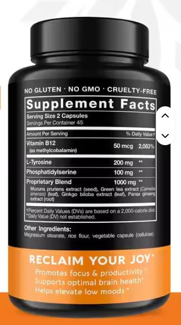 DOPAMINE BOOSTER(Pojačivač Dopamina)1000mg-60 caps.Za podizanje rasporoženja i Mentalne energije sa poznatim biljnim extratima(Mukuna,Ginko Biloba,Panax,Green Tea),L-Tyrosinom i B-12;       REKLAMNI Popust !