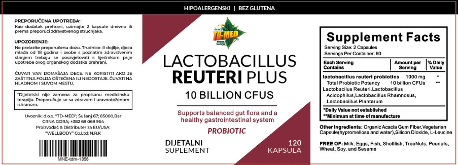 RAUTERI + sa dodatim probioticima-10 milijardi ukupno-120 kapsula;Preporčljivo od Dr.Nestorovića;Naš brend -saradnja sa Wellbody-Usa);Reklamna cijena ,novitet!