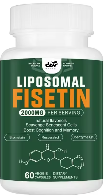 LIPOSOMAL FISETIN 2000mg/60 caps sa dodatcima (Kvercetin 10:1;Resveratrol 10:1;Koenzim Q10;Cink (pikolinat);Trimetilglicin (TMG);Bromelain i Kurkumom;Za kognitivnu podršku, zdravlje ćelija i usporavanje starenja;Prvi put kod nas sa REKLAMNOM cijenom!