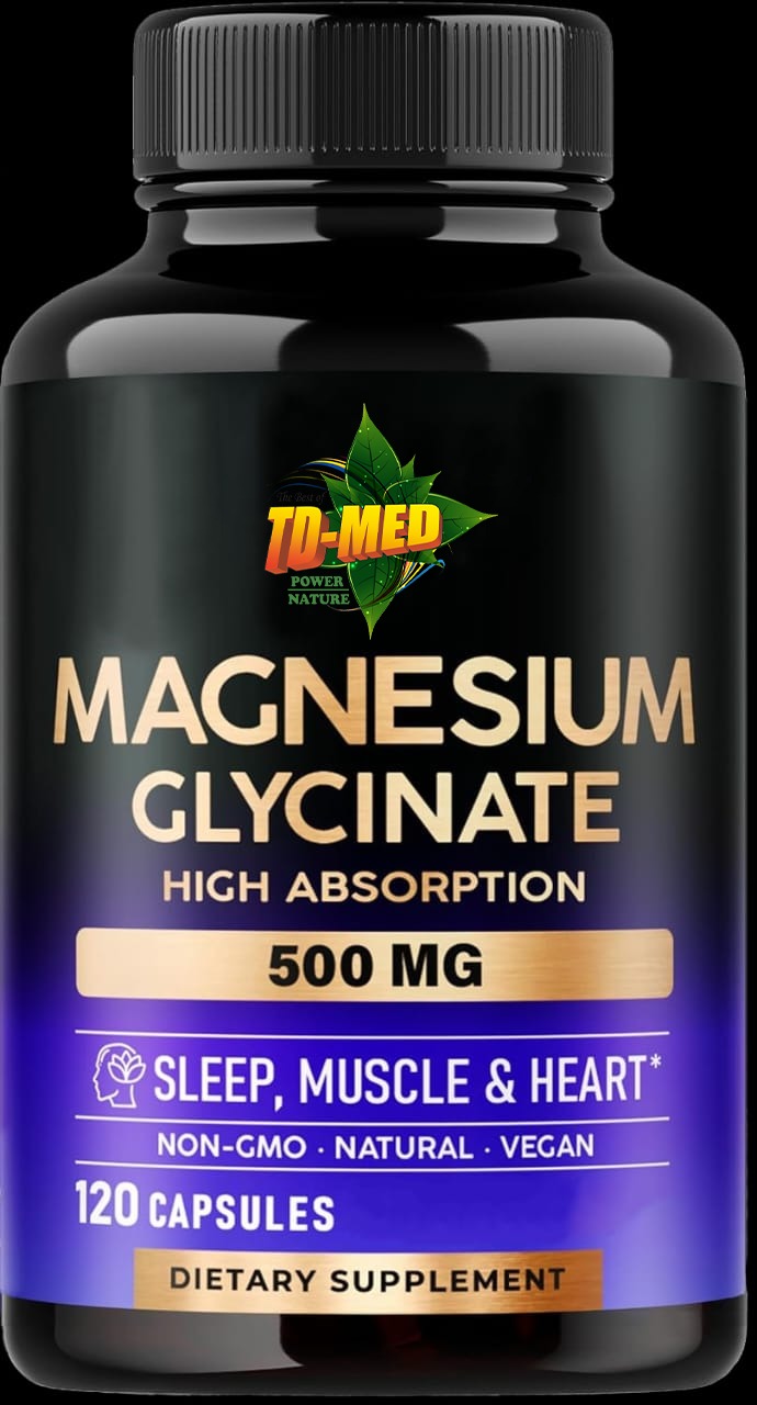 Magnesium GLICINAT(Glycinate) - 500 mg u 2 kapsule;Ublažava stres,bol i grčeve mišića,pomaže kod dijabetisa2,zdravlja srca i nervnog sistema;Veliko pakovanje 120 kaps.,VISOKE APSORCIJE,naš Brend za TD-MED