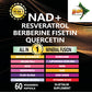 NAD+ 60 kaps;sa Resveratrolom,Berberin,Fisetin,Quercentinom i mešavinom biljnih extrata (Acai,Noni,Kurkuma,Zeleni caj,Glog,Borovnica.Nar , Extract Crnog Bibera,VitaminD3+K2)...za PODMADJIVANJE,protiv starenja, i Imunitet sa Antioxidantima
