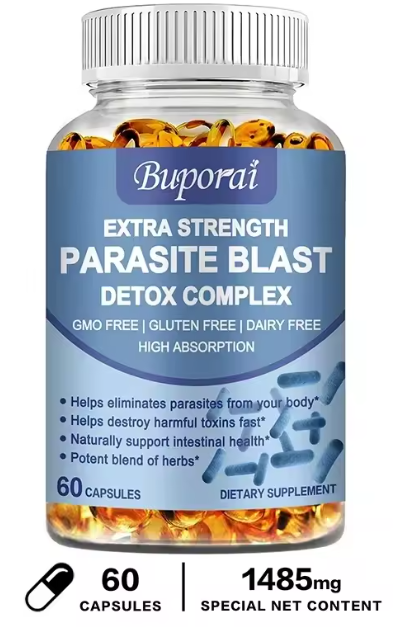 Parasite Blast  DETOX COMPLEX 60caps.NAJBOLJA Antiparazitna i digestivna formula+ cink,Djeluje na parazite, njihova jaja i larve,detoxikaciju crijeva i još mnogo toga ;Buporai USA - Reklani popust (ograničene količine)