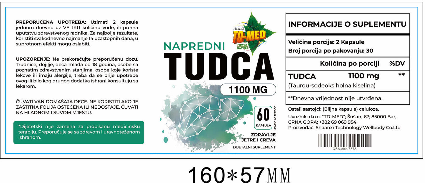 TUDCA (ili Žučna SO) 1100mg-60 kaps:za Detoksikaciju-čišćenje MASNE jetre, imuniteta, Kamenca žučne kese,zdravlje crevnog trakta  i štitne žlezde;