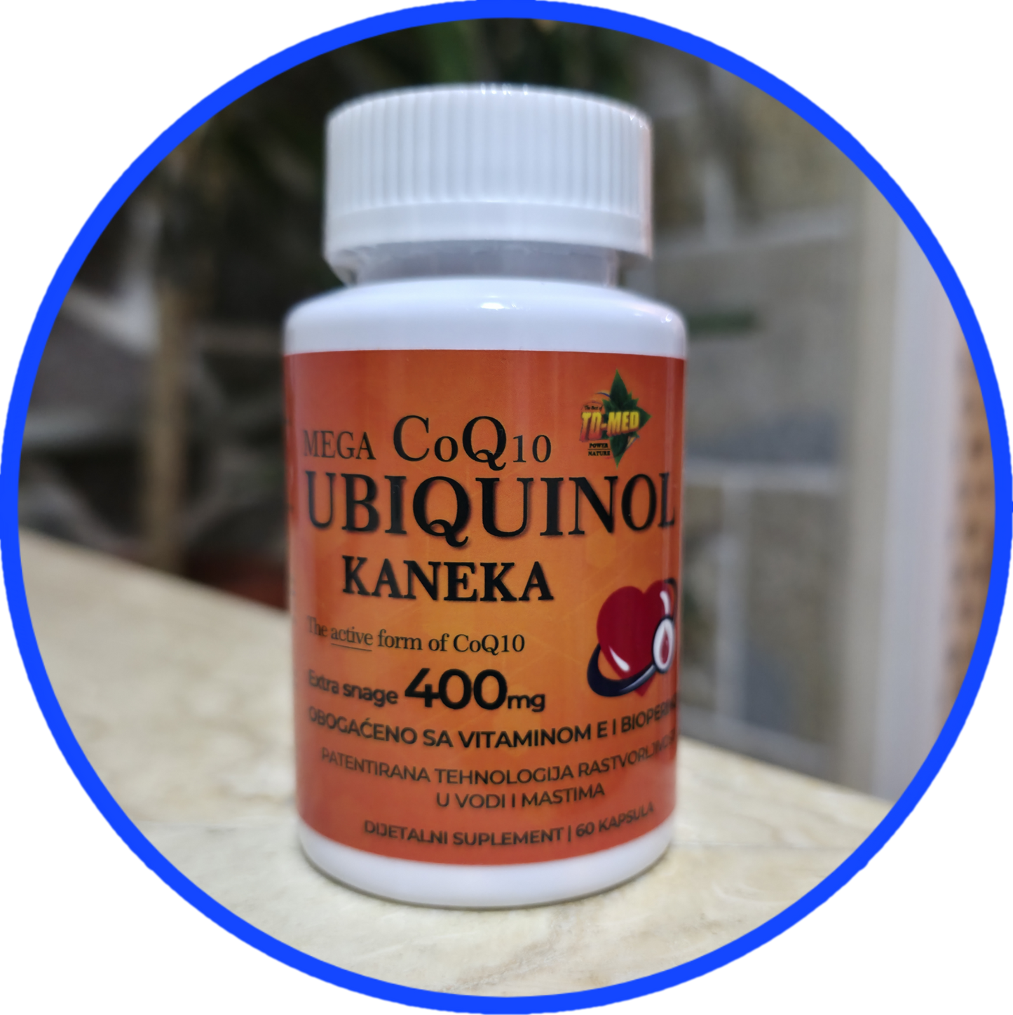 Ubikinol CoQ10 KANEKA-MEGA Ubiqunol 400mg u 2 kaps. (60 caps,);Extra snage + dodatak Vit.E i Bioperina;;"Japan-Hanzhong Bingo Aladdin Co.Ltd" za USA/EU ;Za bolji rad srca-energije,mozak,jetra i još toga ; REKLAMNA cena